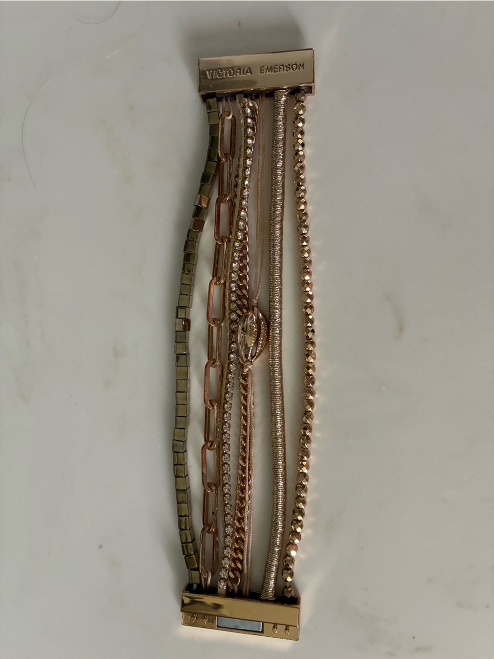 Victoria Emerson Rose Gold Multi-Strand Bracelet With Seashell Accent